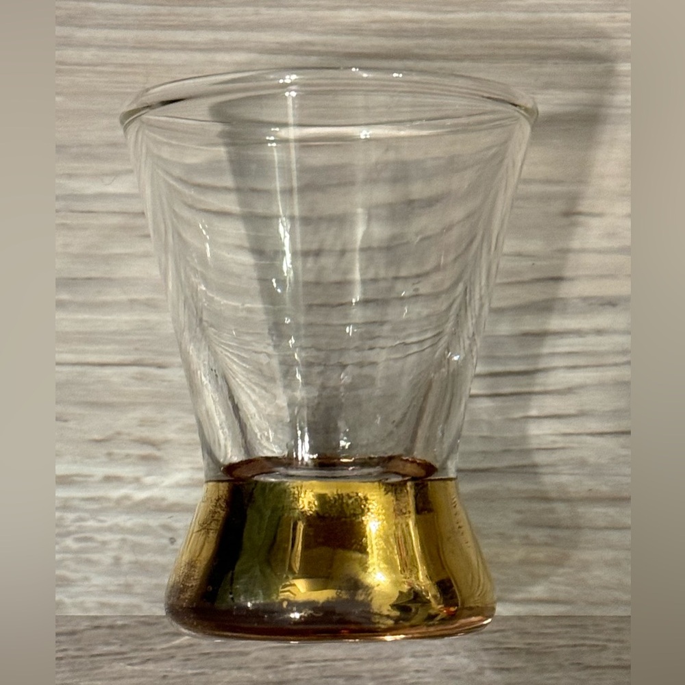 Vintage shot glass. The stem is plated with 22-karat gold.